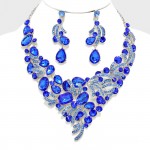 Sapphire Blue Lux Glam Marquise Statement Necklace  Set